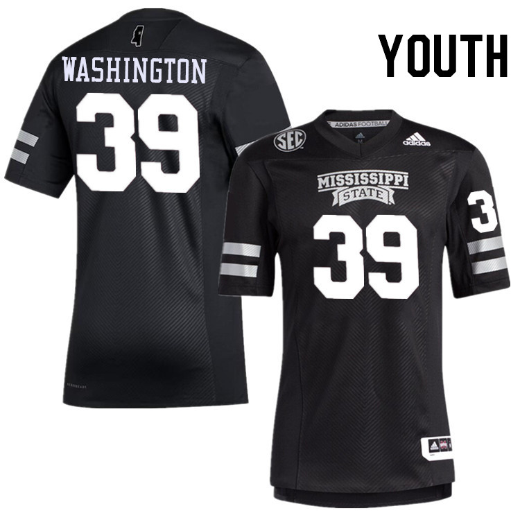 Youth #39 Josh Washington Mississippi State Bulldogs College Football Jerseys Stitched-Black